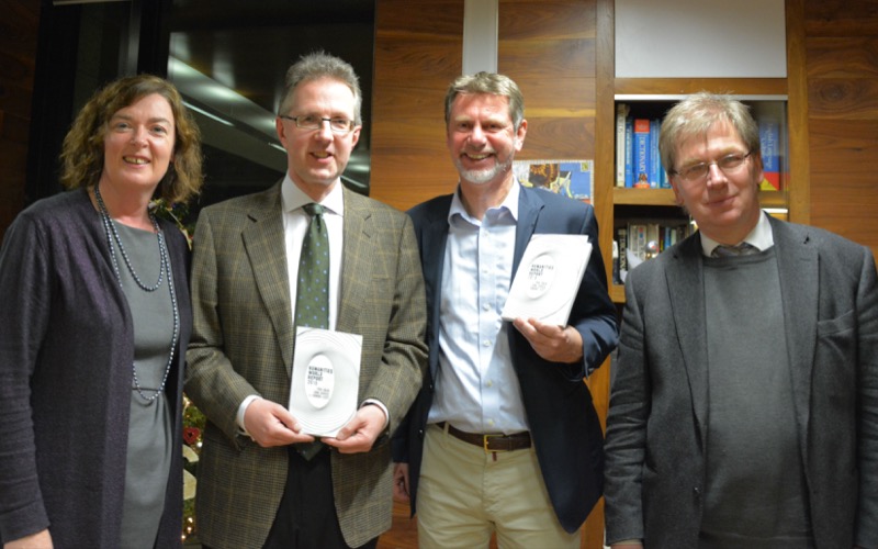 Pictured at the launch (l-r): Professor Margaret Kelleher, Dr Dominic Scott, Professor Poul Holm and Professor Juergen Barkhoff 