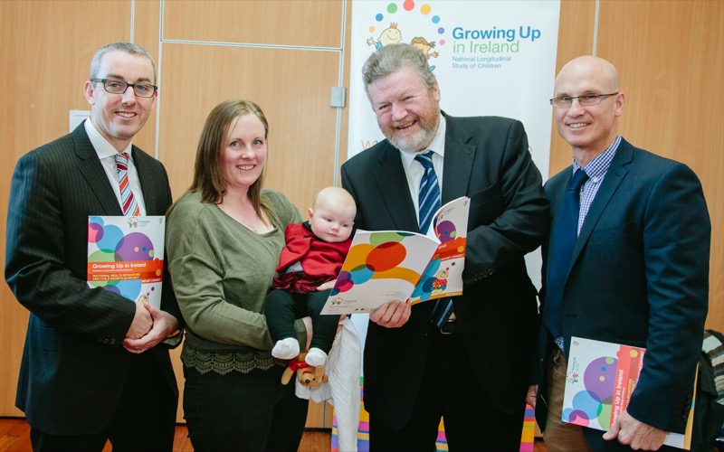 Pictured at the launch (l-r): Dr Cathal McCrory, Amanda Quail and daughter Ciara, Dr James Reilly and Professor Richard Layte