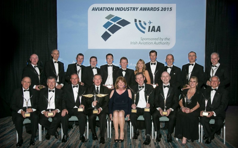 Dr Gar Bennett, back row, far right, received the "Aviation R&D Award" for Trinity's Fluids, Vibrations & Acoustics Research Group.