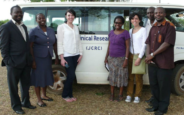 Nourish Project, Uganda (R-L): Patrick Lubega Korugyendo (Makerere University), JCRC representative, Prof Gaia Narciso (Trinity), Frances Nakakawa (Makerere University), Prof Carol Newman (Trinity), Christine Karungi (JCRC Research Assistant), JCRC representative. 