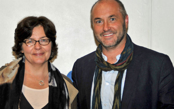 Professor Eve Patten, Director of the Oscar Wilde Centre for Irish Writing, with author Colum McCann