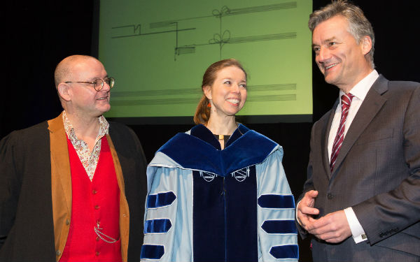 Dean of Arts, Humanities and Social Sciences Prof Darryl Jones, Professor Jane Alden and Provost Dr Patrick Prendergast