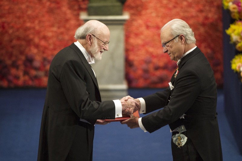 William C. Campbell receiving his Nobel Prize from H.M. King Carl XVI Gustaf of Sweden at the Stockholm Concert Hall, 10 December 2015. Copyright © Nobel Media AB 2015 Photo: Pi Frisk
