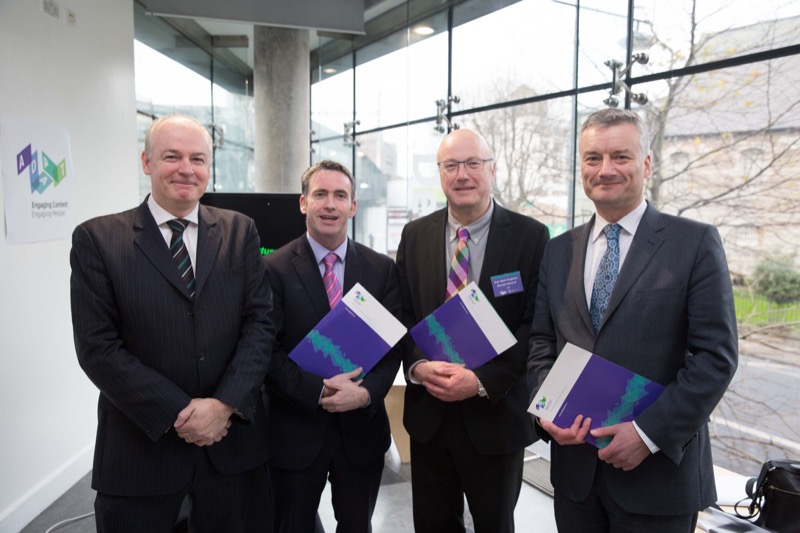 (From L - R) Prof Vincent Wade, Director of the ADAPT Centre; Damien English TD, Minister for Skills, Research and Innovation; Prof Mark Ferguson, Director General of Science Foundation Ireland; Dr Patrick Prendergast, Provost of Trinity College Dublin 