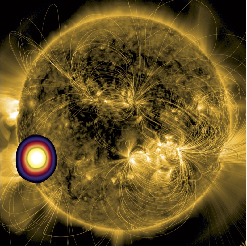 A solar radio burst observed by LOFAR overlaid on an extreme-ultraviolet image from NASA's Solar Dynamics Observatory. This image was created by Trinity Scholar Diana Morosan as part of her PhD with Professor Gallagher.