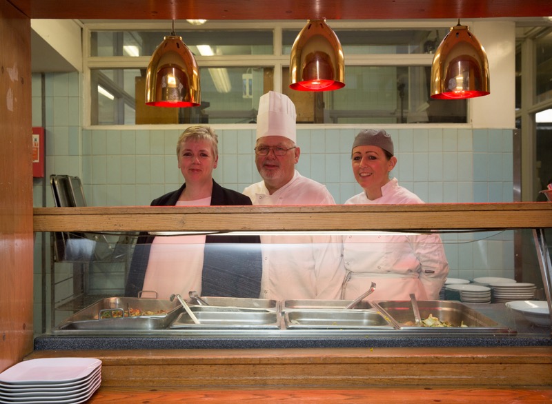 Catering Manager, Moira O'Brien (left) with Head Chef, Kieran (Max) Maxwell and Chef Joanne Boland