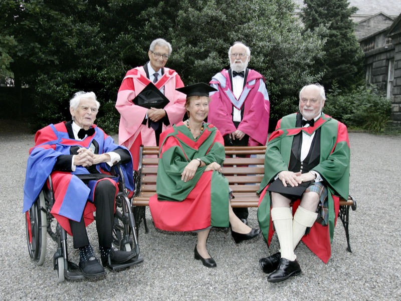 Sir Fraser Stoddart, far right, in Trinity in 2009, when he received an honorary Doctor in Science degree.