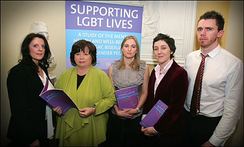 Dr paula mayock, minister harney, dr audrey bryan of ucd & nicola carr and karl kitching