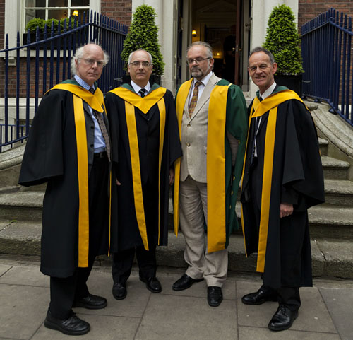 Professor Michael Gallagher, Professor Kevin Devine, President of the RIA Luke Drury and Professor Peter Simons after the ceremony at the RIA.
