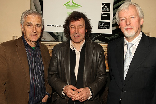 Myles dungan,  dr john hegarty and stephen rea at the launch  